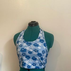 blue floral halter top
